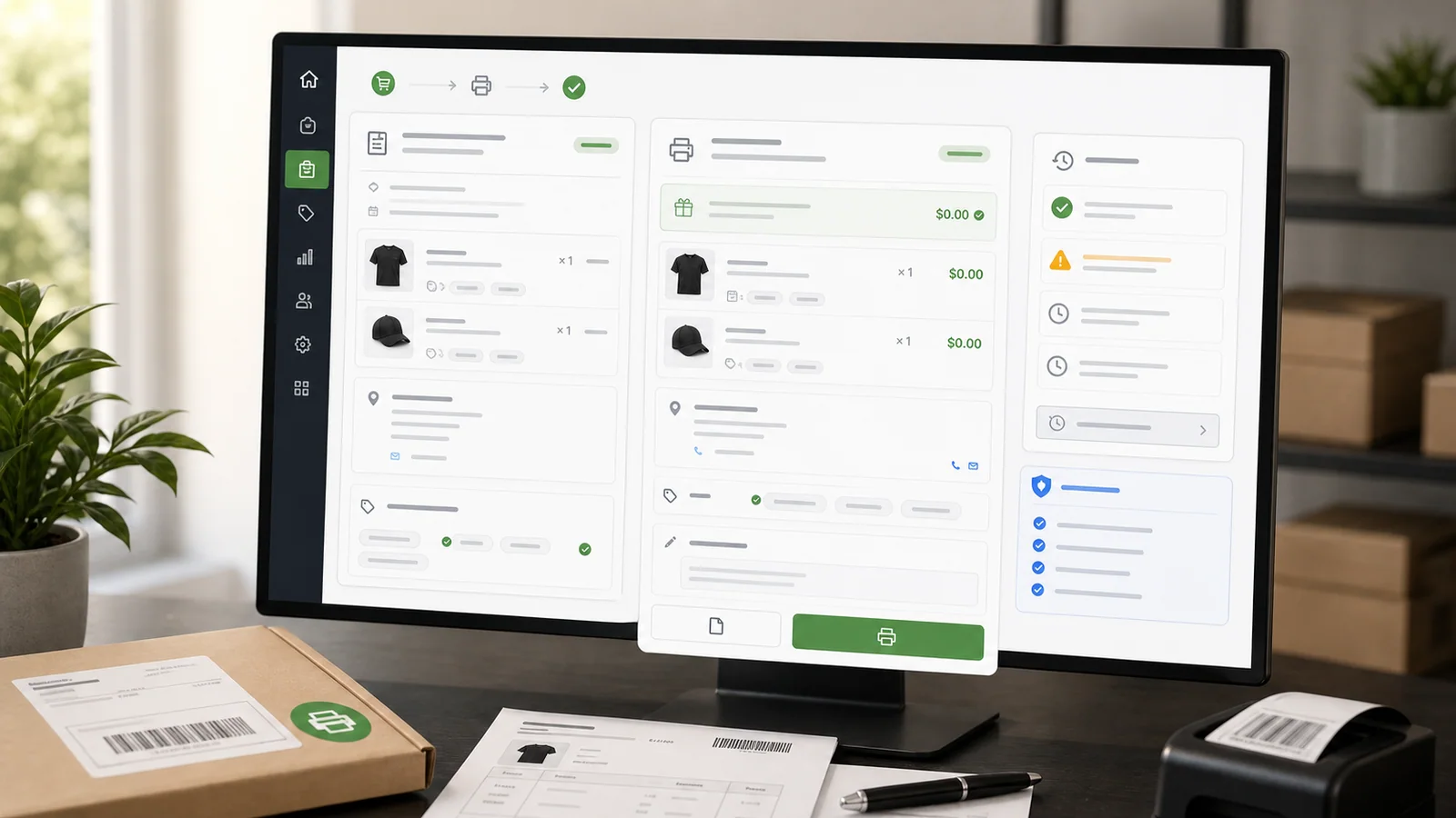 Reprint Vault admin review screen for creating Shopify replacement orders with preserved line item properties