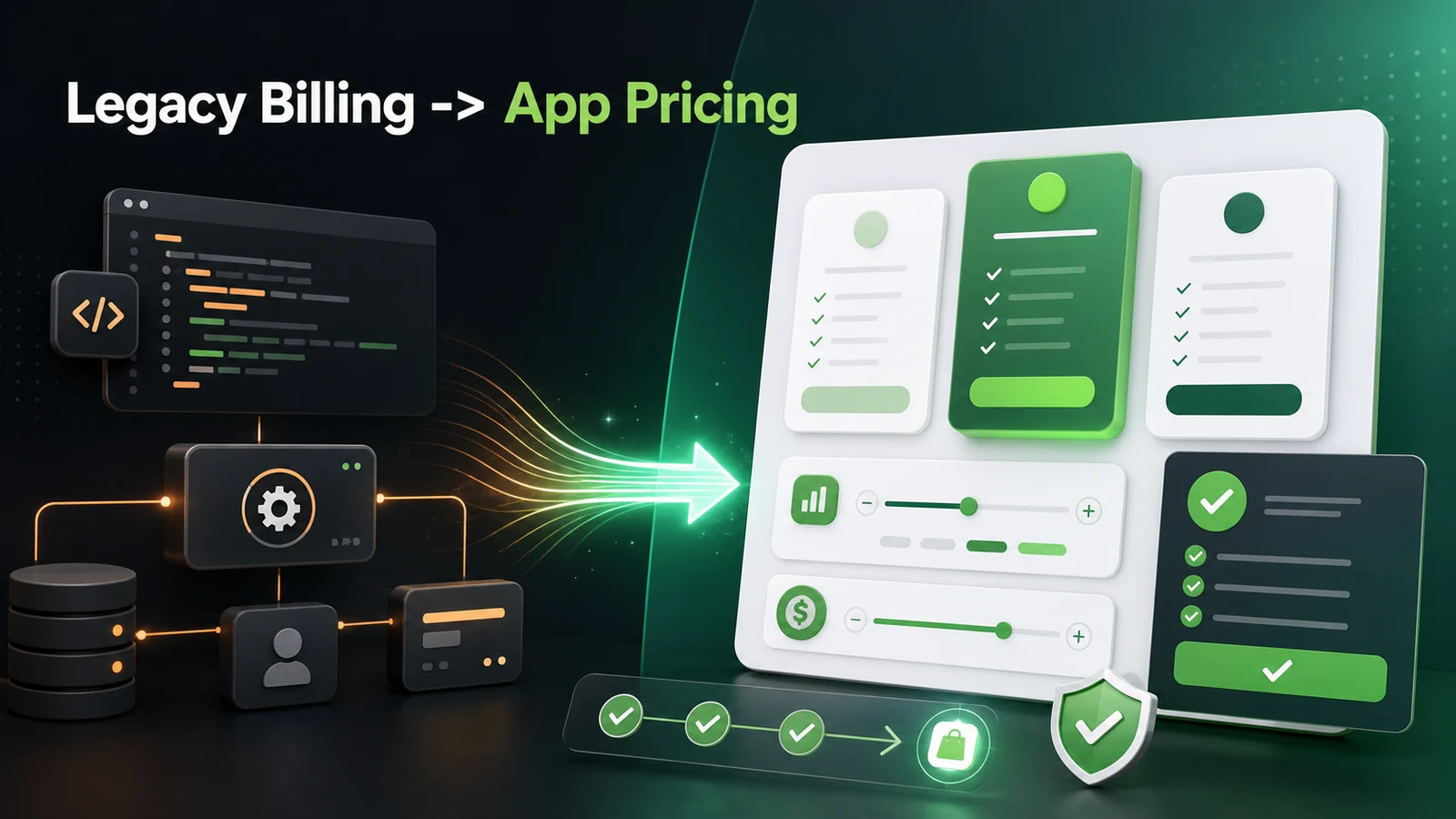 Legacy Shopify Billing API to Shopify App Pricing migration visual
