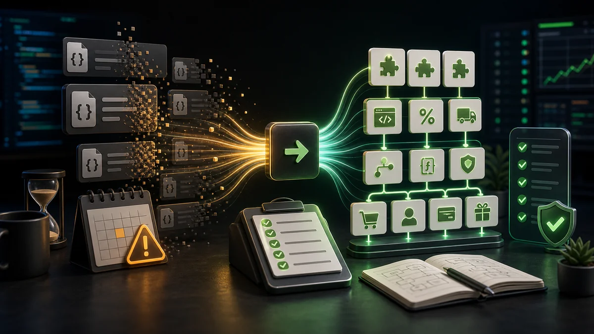 Shopify Scripts to Functions migration workflow with legacy script blocks moving into modular function logic