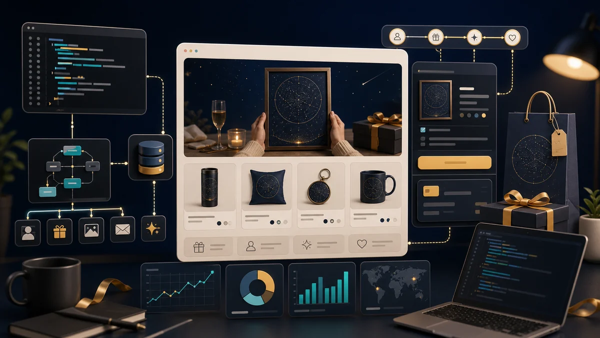 Custom Next.js personalized gift store architecture and product preview workflow